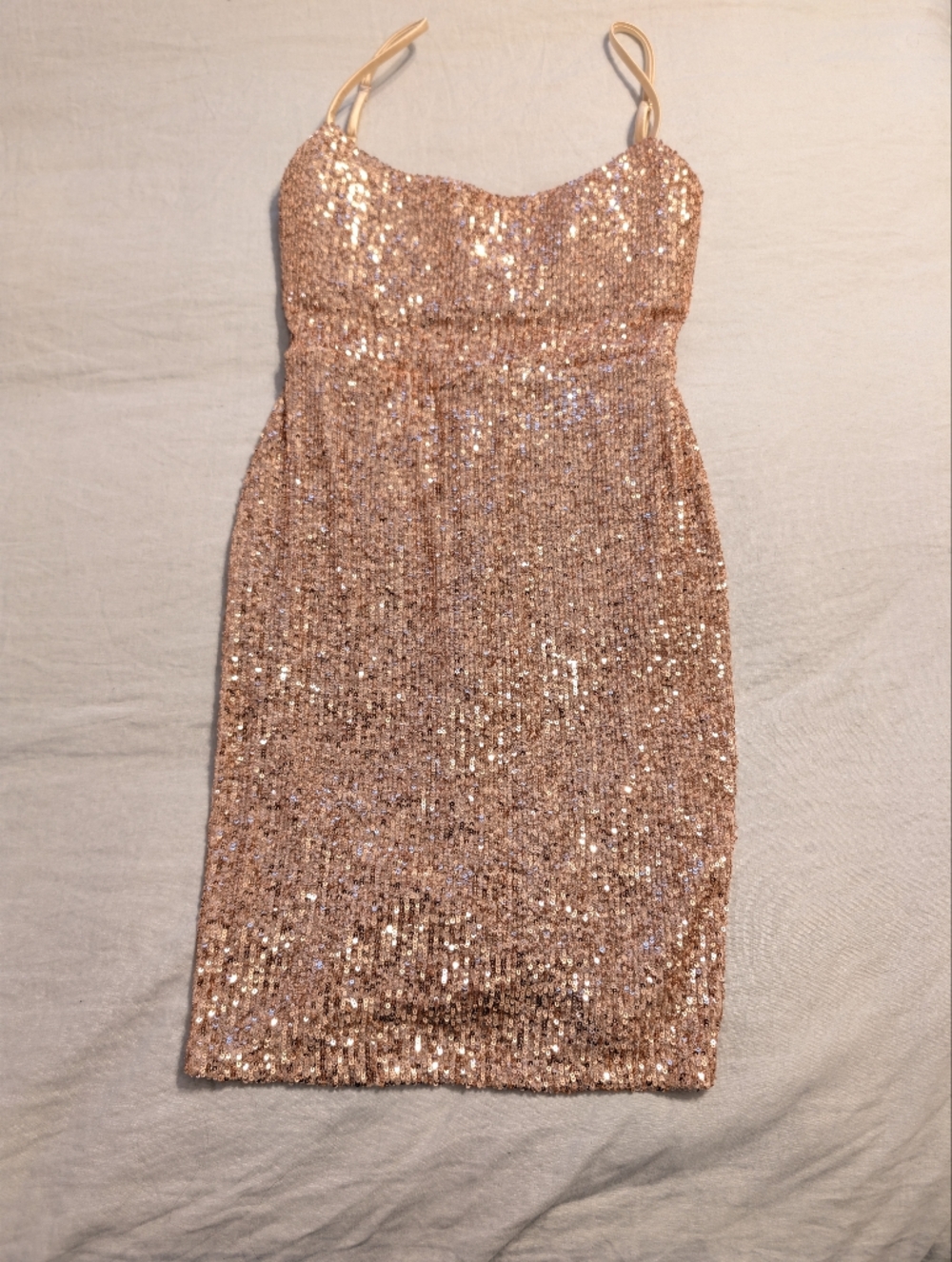 Nookie Rose Gold Sequin Mini Bodycon Dress - Size M - Revolve